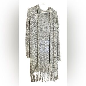 Hollister + Lucy Hale Collection Knit Boho Fringe Hooded Duster Grunge Sz Xs/S